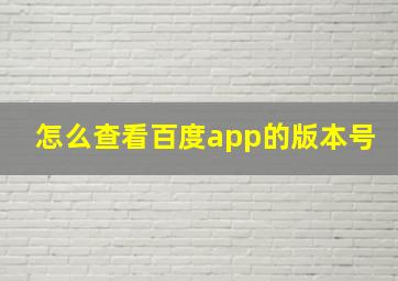 怎么查看百度app的版本号