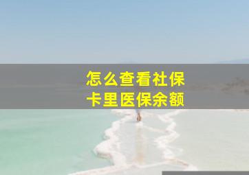 怎么查看社保卡里医保余额