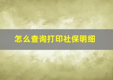 怎么查询打印社保明细