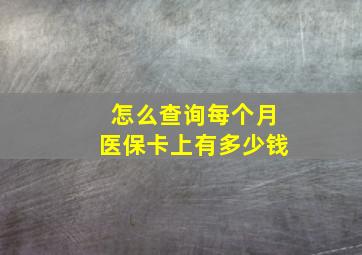 怎么查询每个月医保卡上有多少钱