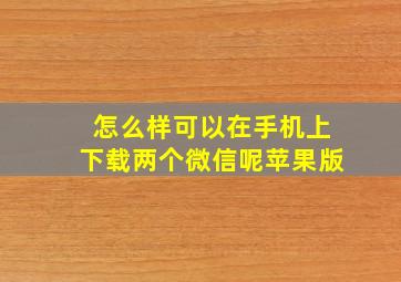 怎么样可以在手机上下载两个微信呢苹果版