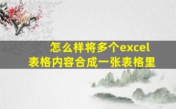 怎么样将多个excel表格内容合成一张表格里