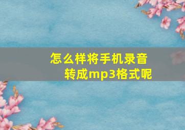 怎么样将手机录音转成mp3格式呢