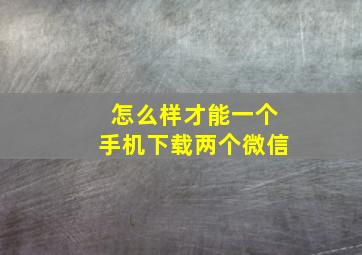 怎么样才能一个手机下载两个微信