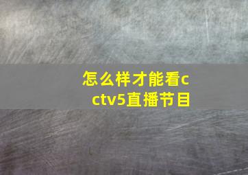 怎么样才能看cctv5直播节目