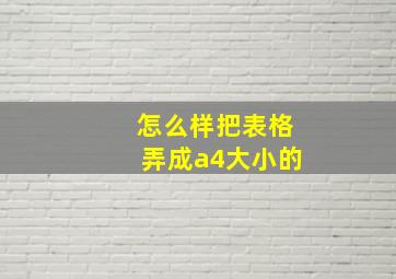 怎么样把表格弄成a4大小的