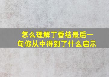 怎么理解丁香结最后一句你从中得到了什么启示