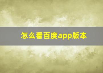 怎么看百度app版本