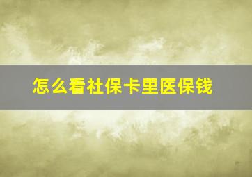 怎么看社保卡里医保钱