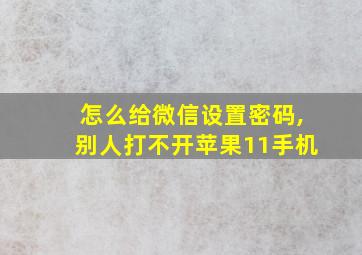 怎么给微信设置密码,别人打不开苹果11手机