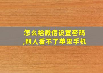 怎么给微信设置密码,别人看不了苹果手机