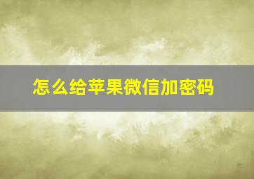 怎么给苹果微信加密码