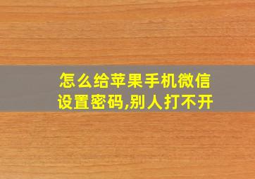 怎么给苹果手机微信设置密码,别人打不开