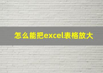 怎么能把excel表格放大