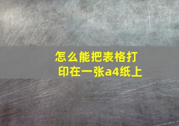 怎么能把表格打印在一张a4纸上