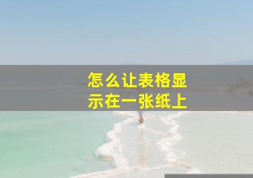 怎么让表格显示在一张纸上