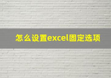 怎么设置excel固定选项