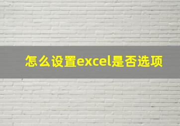 怎么设置excel是否选项