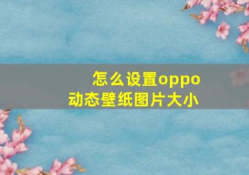 怎么设置oppo动态壁纸图片大小