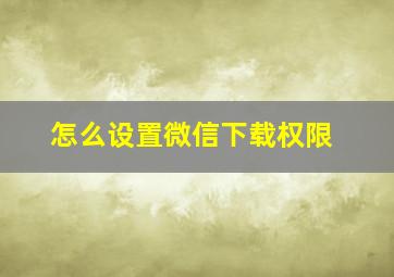 怎么设置微信下载权限