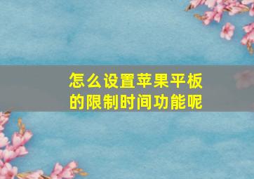 怎么设置苹果平板的限制时间功能呢