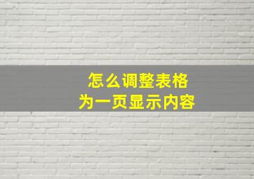 怎么调整表格为一页显示内容