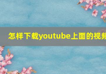 怎样下载youtube上面的视频