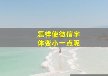 怎样使微信字体变小一点呢