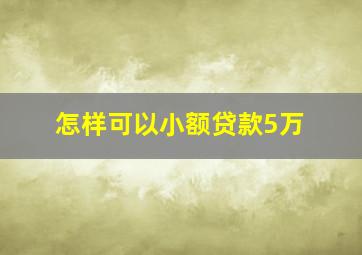 怎样可以小额贷款5万