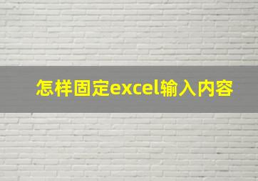 怎样固定excel输入内容