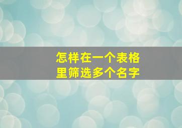 怎样在一个表格里筛选多个名字