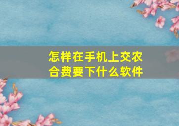 怎样在手机上交农合费要下什么软件