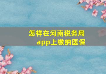 怎样在河南税务局app上缴纳医保