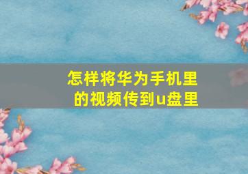 怎样将华为手机里的视频传到u盘里