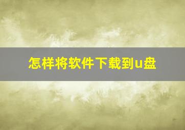 怎样将软件下载到u盘