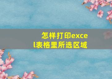 怎样打印excel表格里所选区域