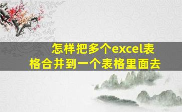 怎样把多个excel表格合并到一个表格里面去