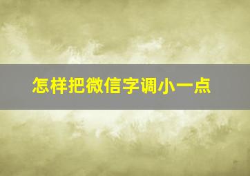 怎样把微信字调小一点