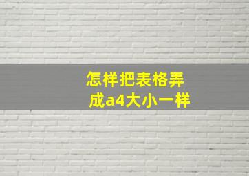 怎样把表格弄成a4大小一样