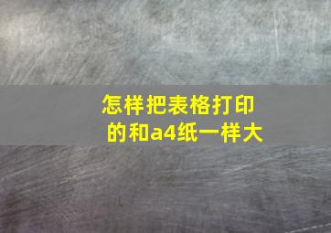 怎样把表格打印的和a4纸一样大