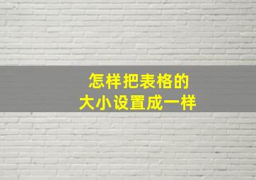 怎样把表格的大小设置成一样