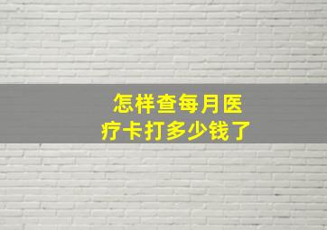 怎样查每月医疗卡打多少钱了