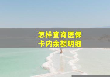 怎样查询医保卡内余额明细