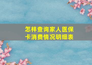 怎样查询家人医保卡消费情况明细表