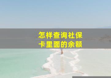 怎样查询社保卡里面的余额