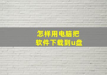 怎样用电脑把软件下载到u盘