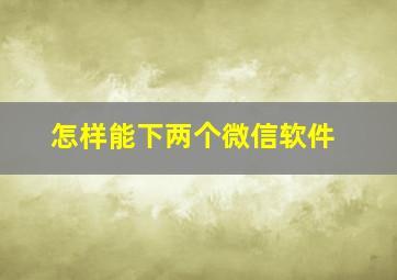 怎样能下两个微信软件