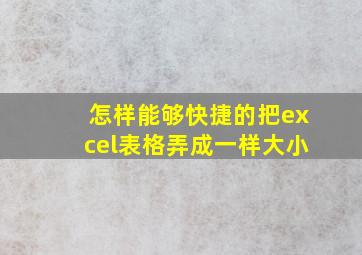 怎样能够快捷的把excel表格弄成一样大小