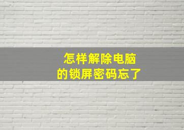 怎样解除电脑的锁屏密码忘了