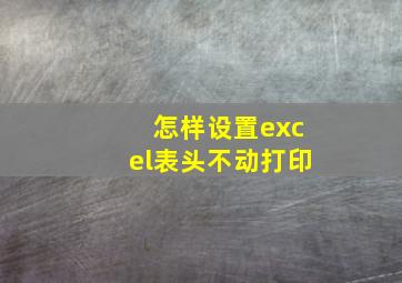 怎样设置excel表头不动打印